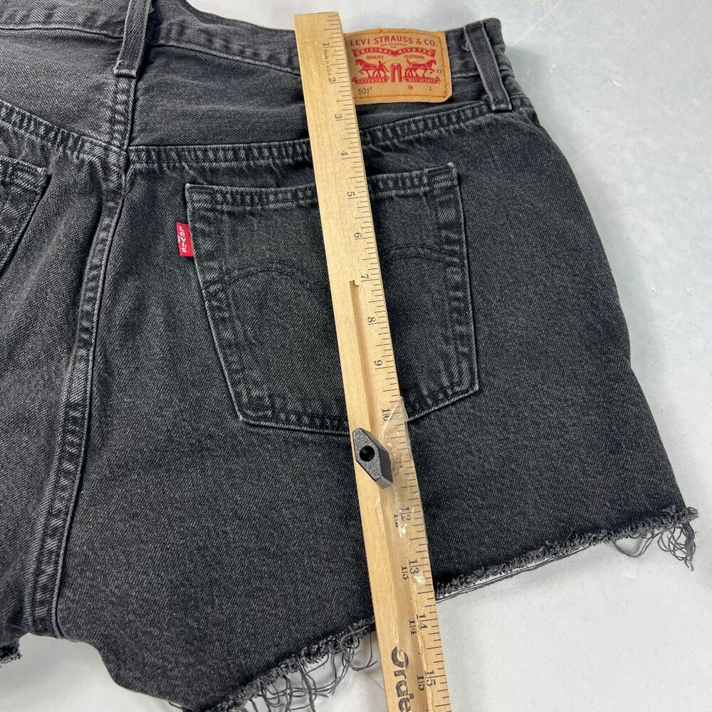 Levi's Jean Short Women 34 501 High Rise Black Cut Off Cotton Denim Jorts Tag 34 - Picture 9 of 16